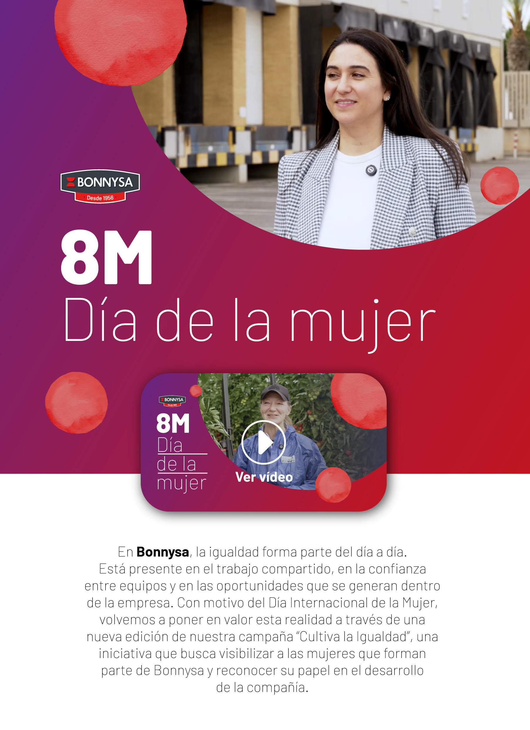 Campaña 8M de Bonnysa 'Cultiva la Igualdad' en el Día Internacional de la Mujer 2026